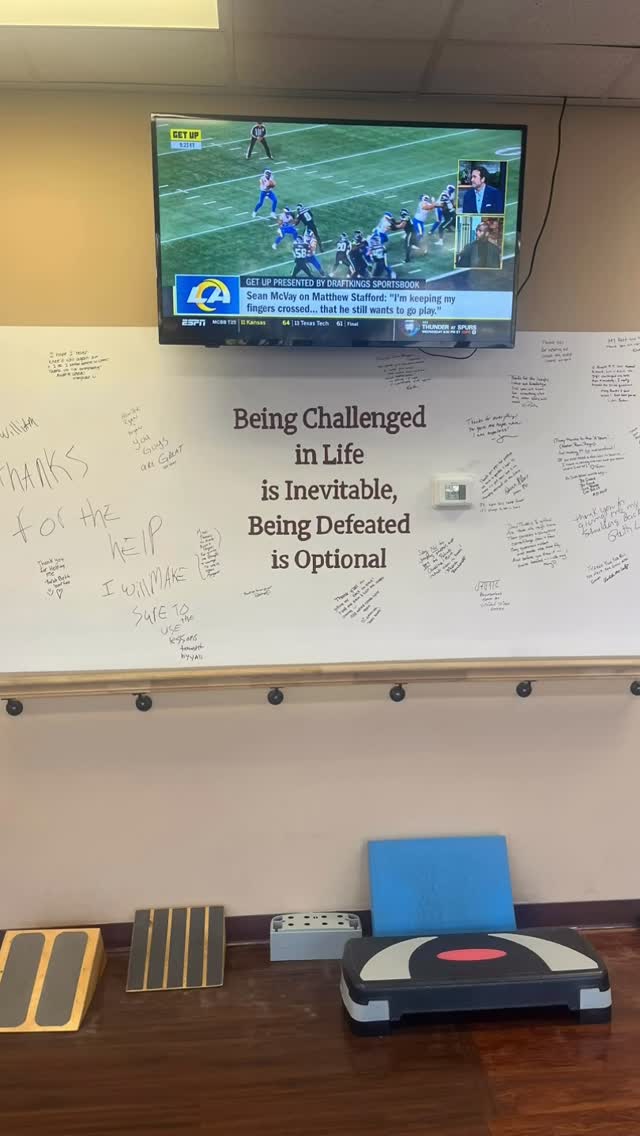 This wall holds gratitude, resilience, and a whole lot of strength. 💪 🩶This is why we do what we do.🩶 #physicaltherapy #rehabcarolina #goodlife #patientsuccess